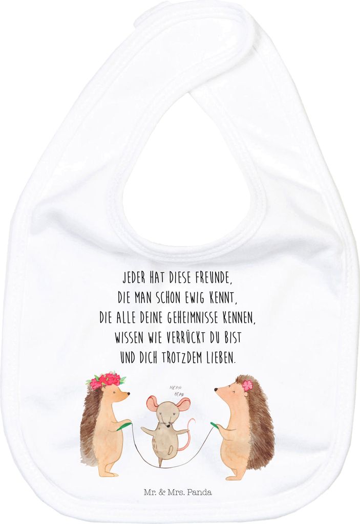 Mr. & Mrs. Panda Lätzchen Igel Seilhüpfen - Weiß - Geschenk, Babylätzchen, Für Babys, Lustige Sprüche, Sabber, Seilspringen, Schlabberlatz, K...