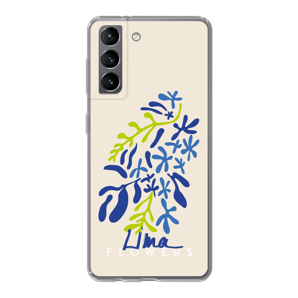 MuchoWow Handyhülle Schutzhülle Hülle für Samsung Galaxy S21 Blume - Blätter - Lima Silikon Softcase Handy Hülle - Softcase