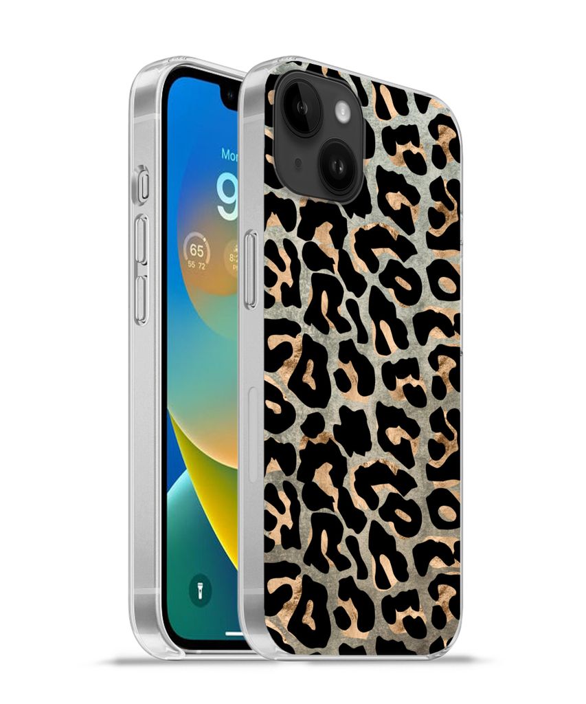 MuchoWow Handyhülle Schutzhülle Hülle für Apple iPhone 14 Plus - Soft case Tiermuster - Panther - Braun Silikon Softcase Handy Hülle - Abbil...