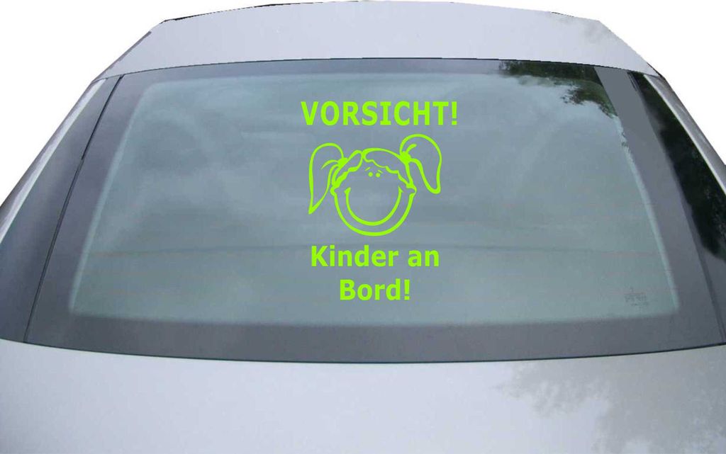 Indigos UG - Aufkleber Heckscheibe & Motorklappe DE2382 - neongrün - 600x470 mm - Vorsicht! Kinder an Board - Auto Scheiben Fenster Heckklappe Tun...