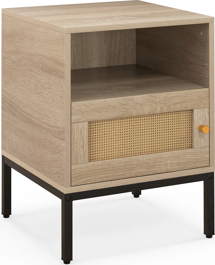 Table de nuit en rotin COSTWAY avec étagère style boho 40x40x57cm naturel