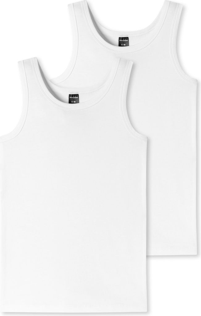 Schiesser 2er Pack Teens Boys 95/5 Organic Baumwolle Unterhemd / Tanktop Runder Halsausschnitt, Arm- und Halsausschnitt mit Einfass, Breite Träger...