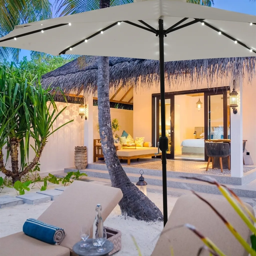 Parasol Gris Ø3m avec Lumières LED Intégrées Pivotant à 360° Manivelle - 10
