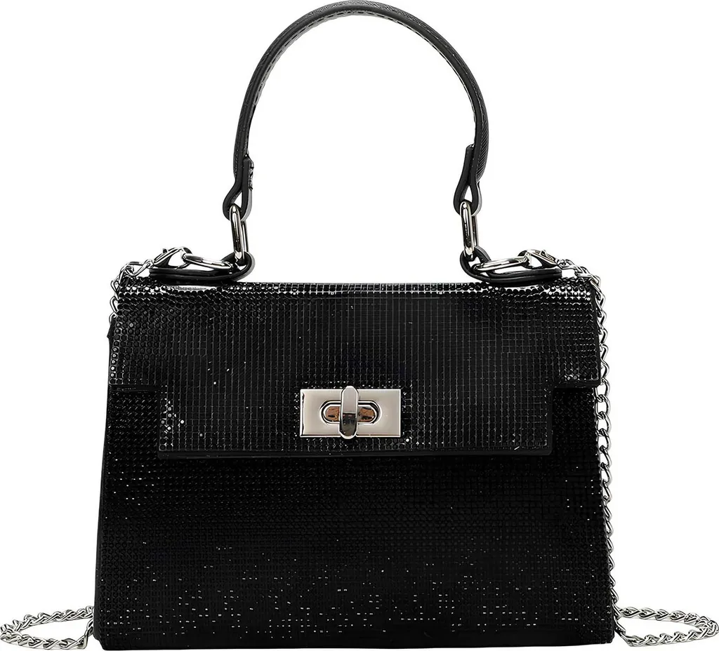 Sac à Main de Cérémonie Noir Scintillant Idéal pour Mariage et Gala