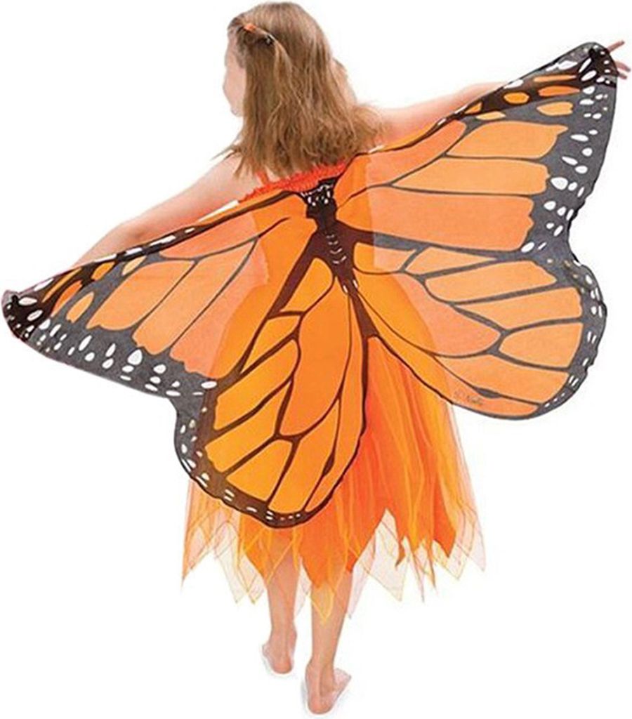 Halloween Kids Schmetterlinge Flügel Förderer Tape Bühne Performance Kostüm Dress Up Kinder Elf Angel Fling Cape Geschenk-Orange