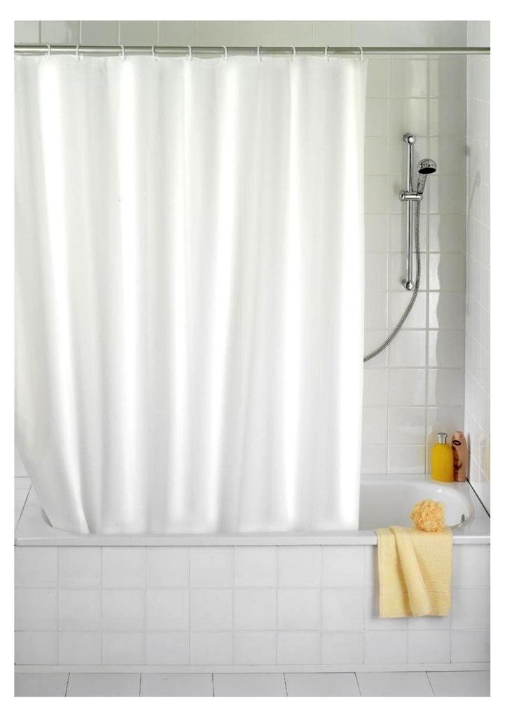 Weißer Duschvorhang extra breit 230x220 cm für Badewanne und Dusche im Badezimmer, Badvorhang anti-schimmel und wasserdicht aus 100% Polyester, w...
