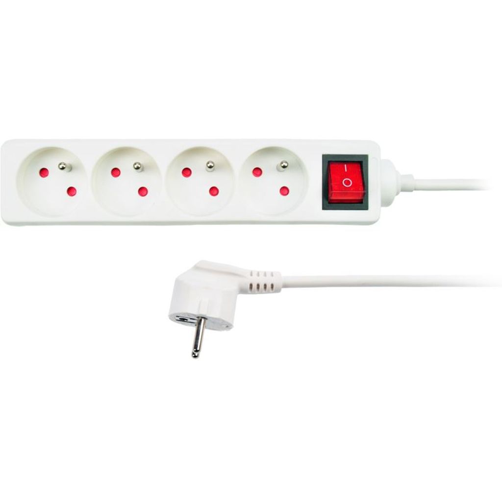 Prodlužovací kabel Solight, 4 zásuvky, bílý, vypínač, 7 m Obrázek produktu 
