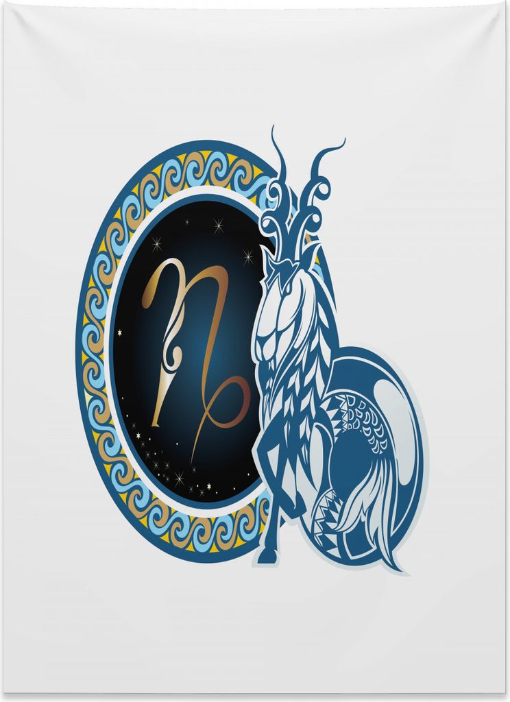 Abakuhaus Sternzeichen Steinbock Wandteppich, Abstraktes Zeichen aus Weiches Mikrofaser Stoff Kein Verblassen Klare Farben Waschbar, 110 x 150 cm, ...