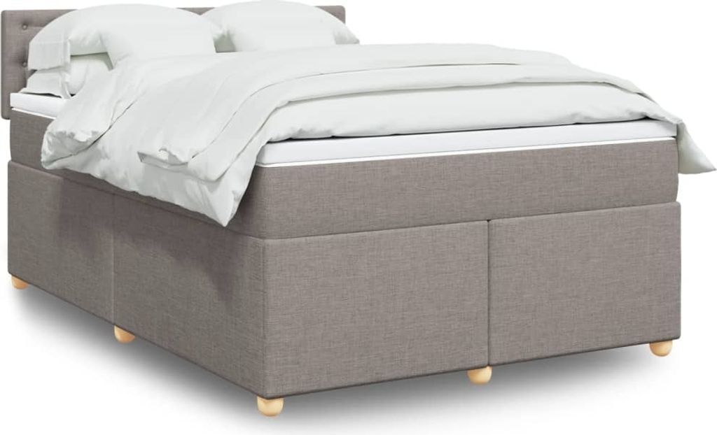 (NEU 2026) Boxspringbett mit Matratze, Doppelbett moderne, Taupe 140x200 cm - Stoff - Klassische Betten - 88.07 kg