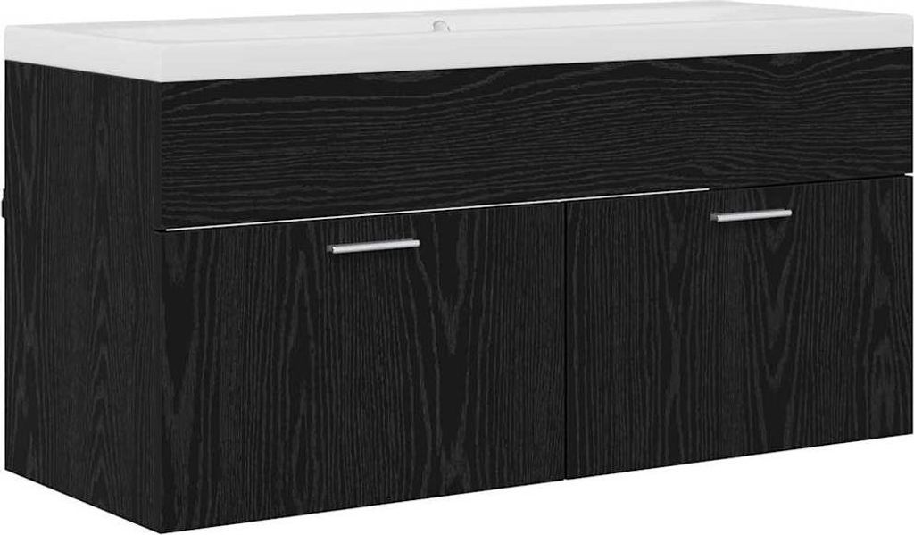 vidaXL Badezimmerschrank Schwarz Eichen-Optik 100 x 38,5 x 46 cm