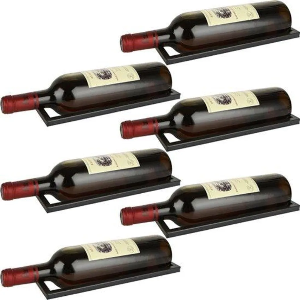 Casier à Vin Suspendu en Acier Noir - Lot de 6 Supports Muraux Robustes