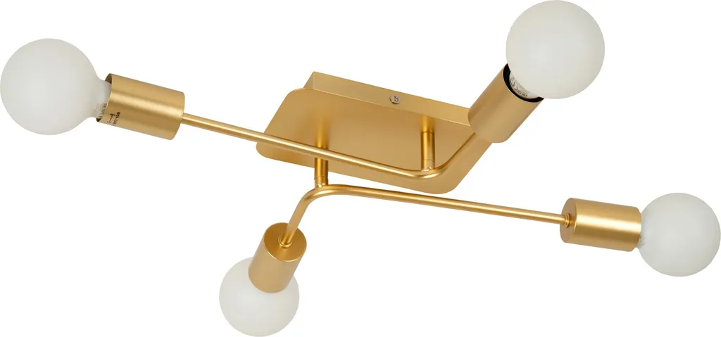 Plafonnier Design Doré en Métal pour Salon - Luminaire Moderne 4 Lampes