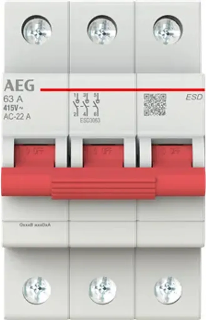 Coupure électrique sécurisée : Interrupteur-sectionneur AEG 3P 63A DIN