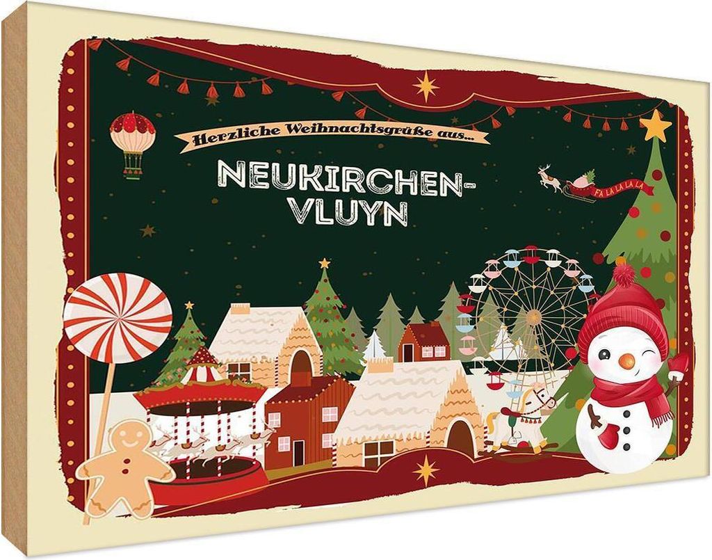 vianmo Holzschild 12x18 cm Weihnachten NEUNKIRCHEN-VLUYN