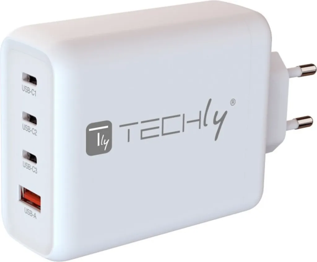Chargeur Rapide 140W Techly Ladegerät USB-C GaN Multi-Ports Puissant