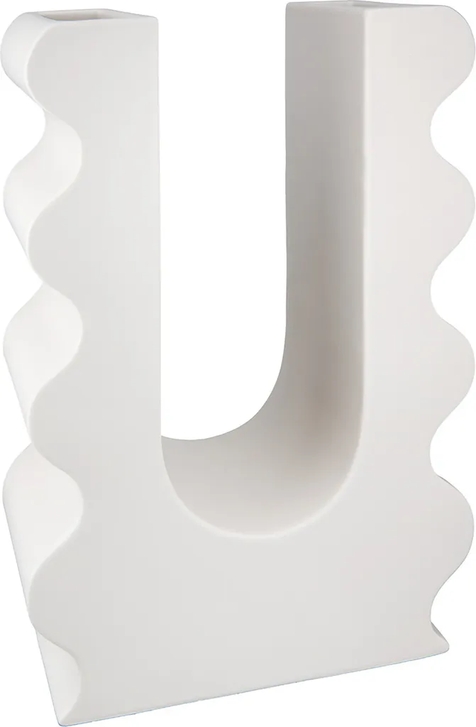 Grand vase décoratif Foggia beige en céramique de 32 cm - Lot de 2