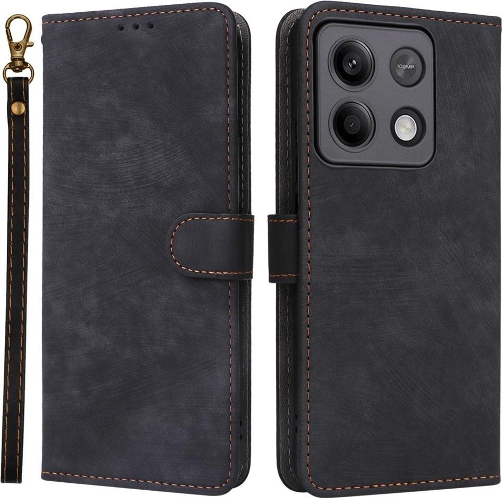 Xiaomi Poco X6 / Redmi Note 13 Pro 5G Hülle - Coverup Klapphülle mit Schlüsselband - Schwarz