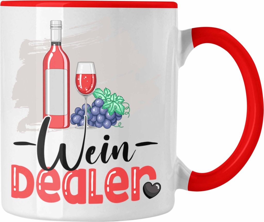 Trendation - Wein Dealer Tasse Geschenk für Weinverkäufer Geburtstag Spruch Geschenkidee Bester Weinverkäufer Weinhändler (Rot)