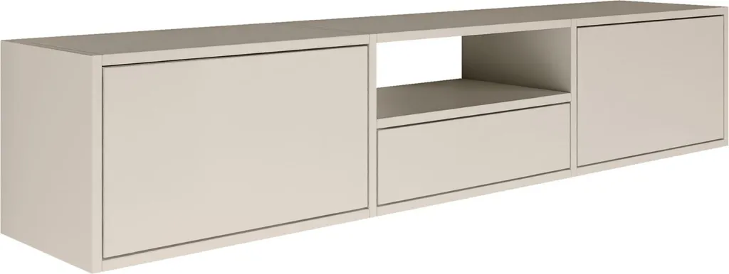 Selsey Framme - Pannello TV sospeso con tre sportelli e un ripiano, grigio cashmere, 150 cm