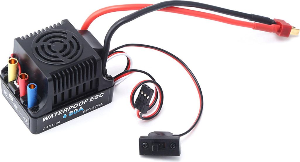 80A bürstenloser 2-4S ESC elektrischer Geschwindigkeitsregler 6V 5A BEC T-Stecker für 1/8 1/10 RC-Auto