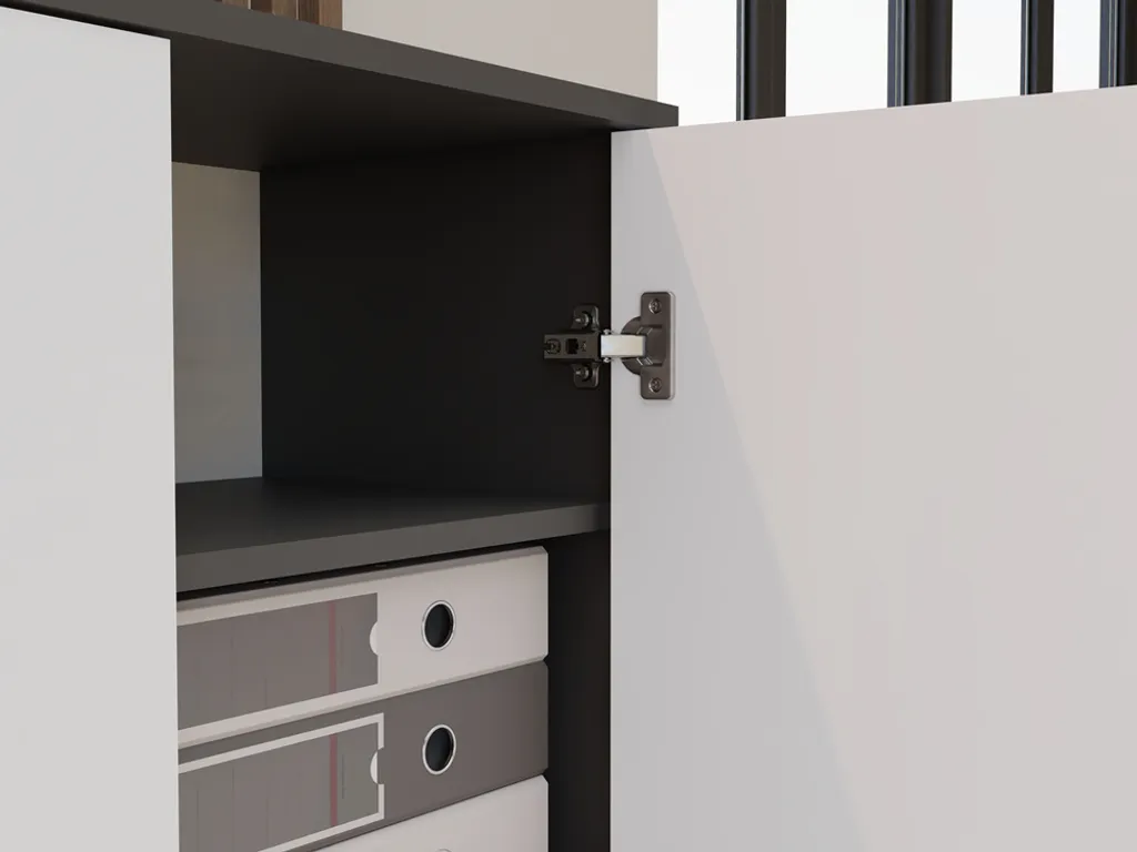 Bibliothèque de bureau RAINER bicolore anthracite blanc en bois robuste - 8