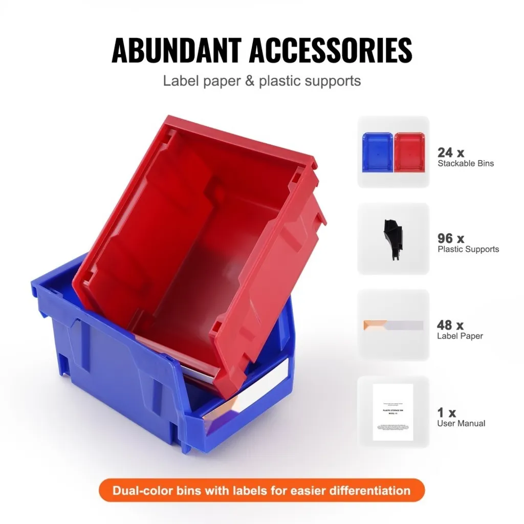 Bac de stockage à bec plastique lot de 24 bacs gerbables robustes - 5