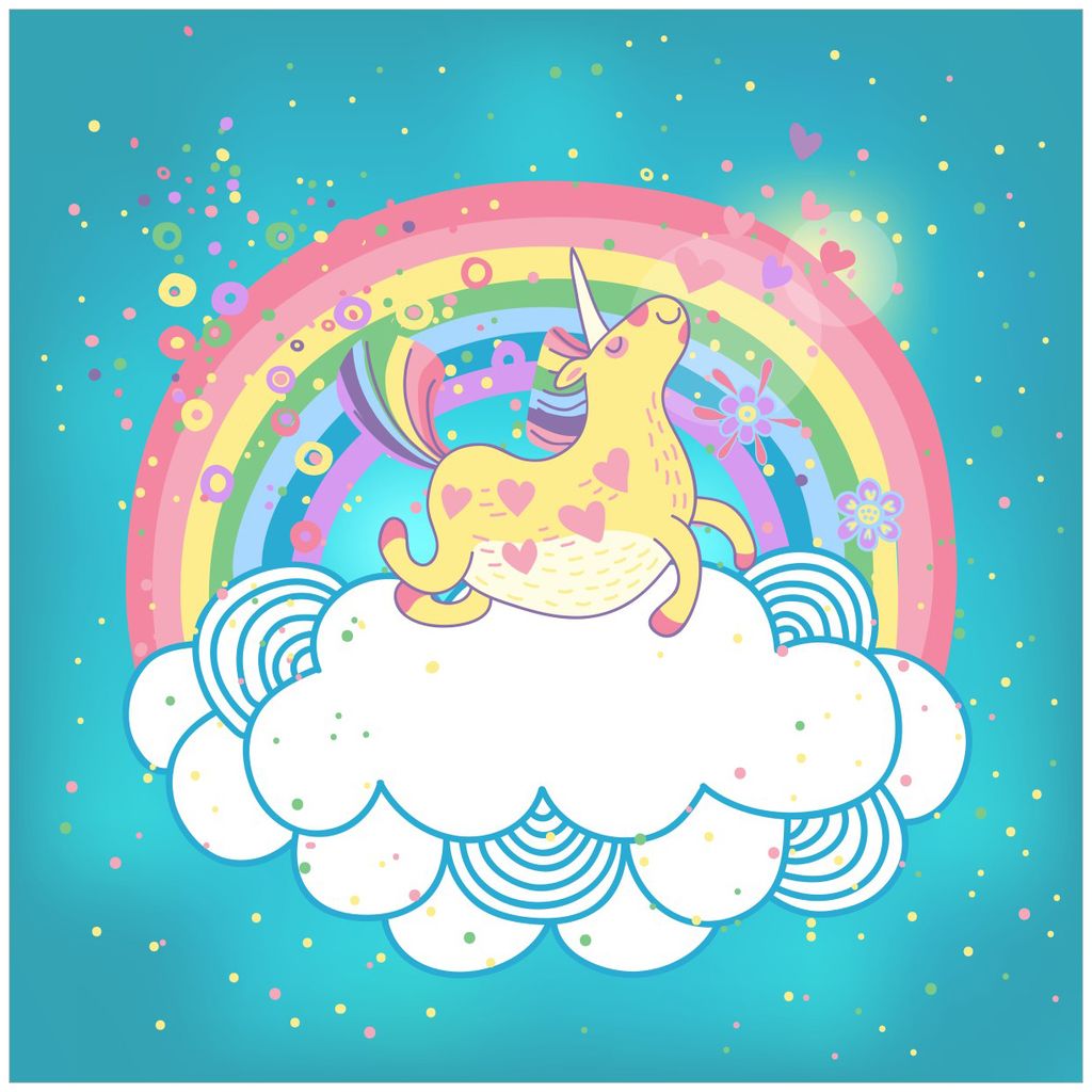 Wallario Sticker / Aufkleber für Kühlschrank / Geschirrspüler / Küchenschränke, selbstklebende Folie - 60 x 60 cm, Motiv: Lustiges Einhorn auf...