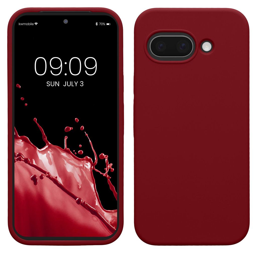 kwmobile Handyhülle für Google Pixel 9a Hülle, für Pixel 9a Case - Hülle Silikon - kabelloses Laden - Rhabarber Rot