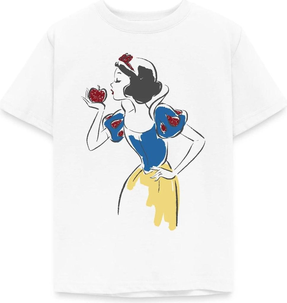 Schneewittchen Beißt In Den Roten Apfel Kinder T-Shirt, 98/104 (3-4 Jahre), Weiß