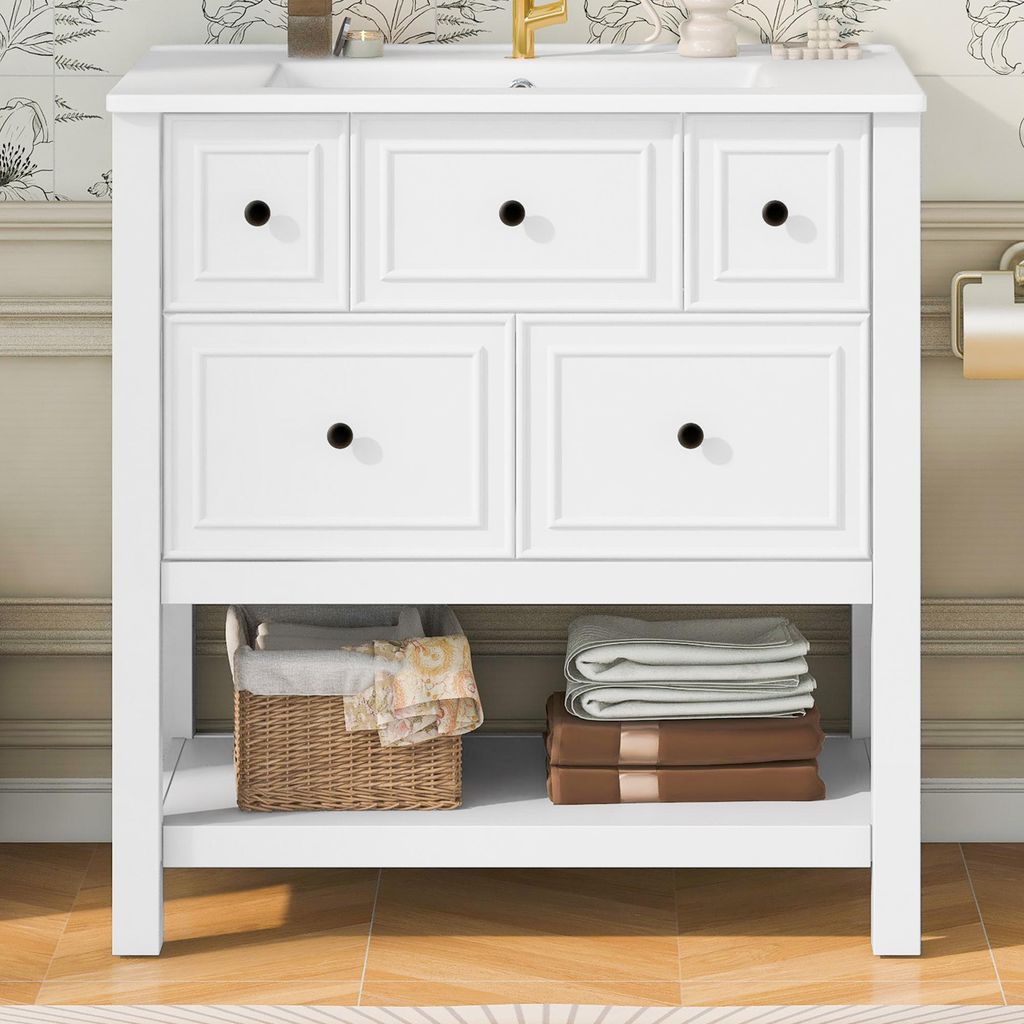 Mobile da bagno MODFU con lavabo in Vetroceramica, Immagine del prodotto 