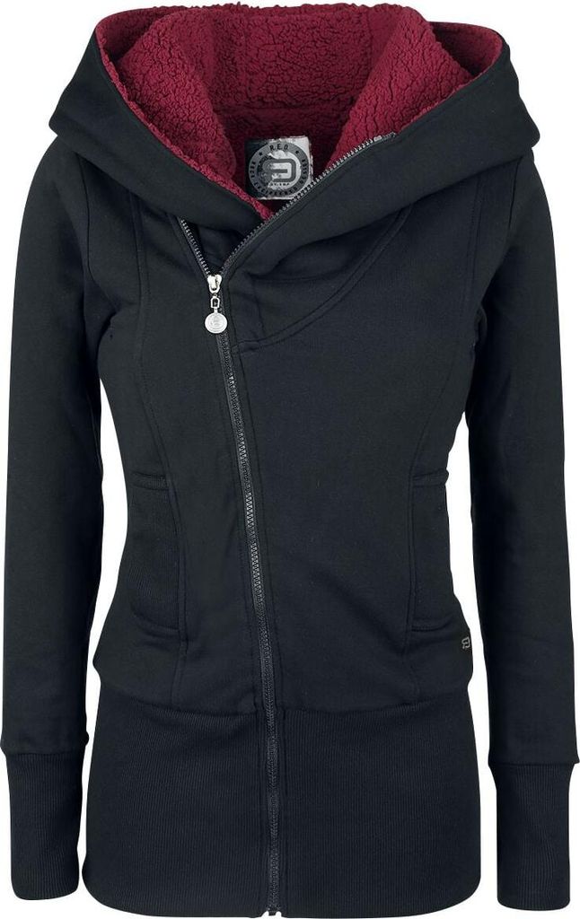 RED by EMP Damen schwarze Kapuzenjacke mit Teddyfell-Kapuze Produktbild 
