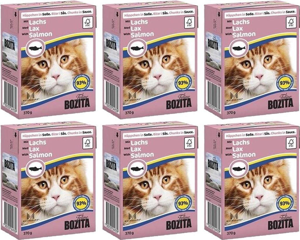 Bozita 6 x 370 g Bocconcini di salmone in salsa per gatti Immagine del prodotto 