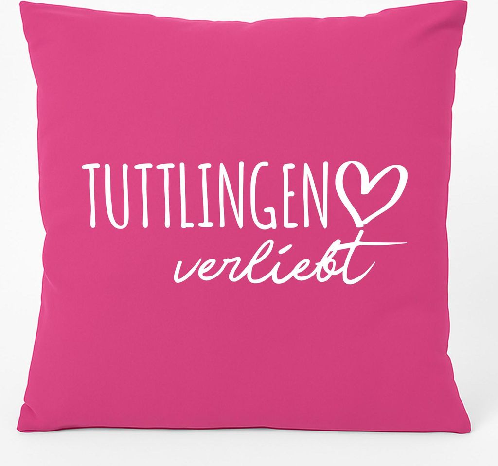 Huuraa Kissen Tuttlingen verliebt 40x40cm mit Füllung Fuchsia Baumwolle Dekokissen Geschenkidee