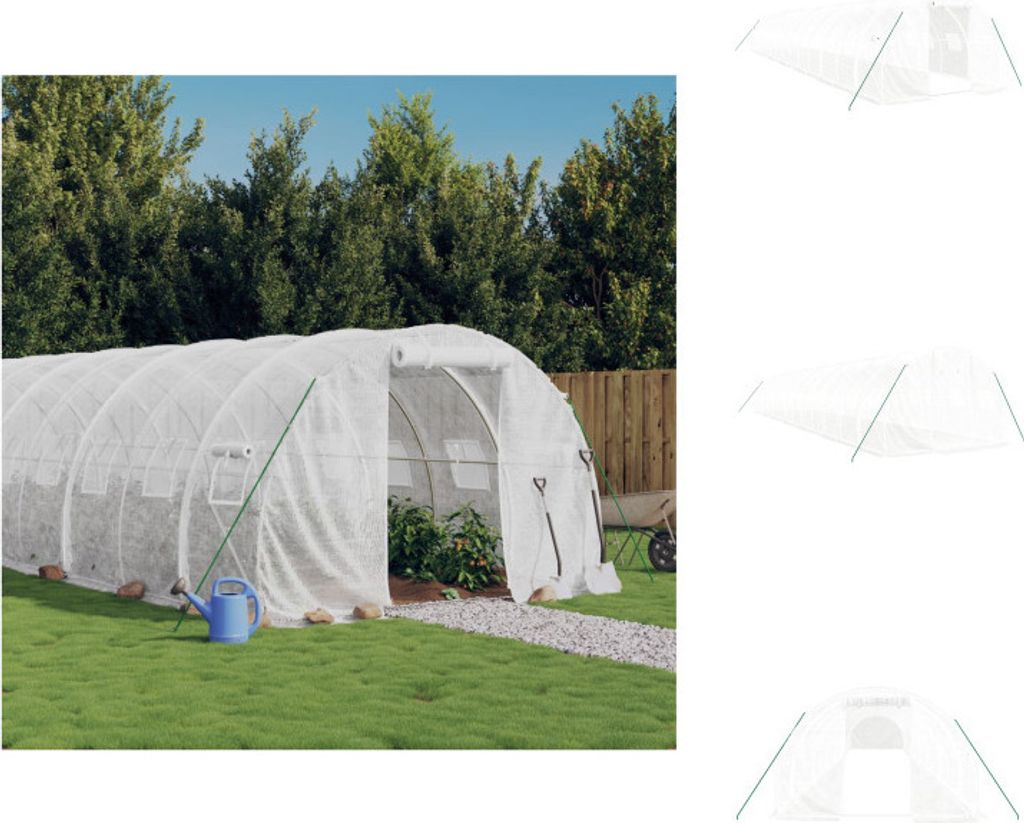 vidaXL Gewächshaus mit Stahlrahmen Weiß 42 m² 14x3x2 m - Gewächshäuser
