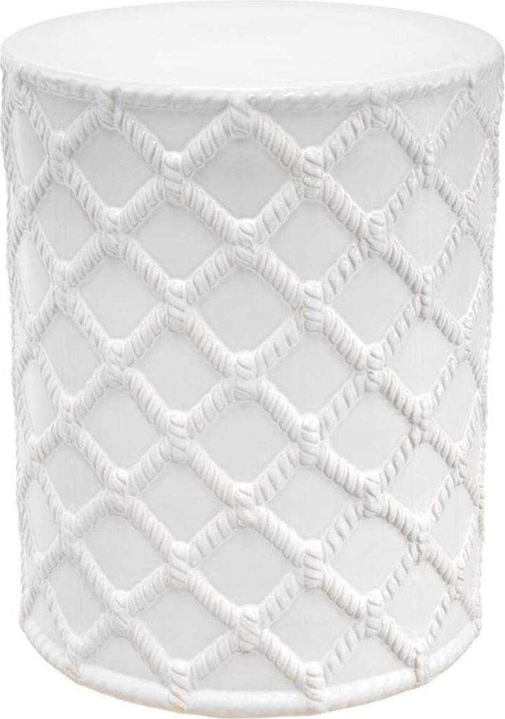 Casa Padrino Keramik Trommel Weiß Ø 36 x H. 45 cm - Designer Wohnzimmer Dekoration