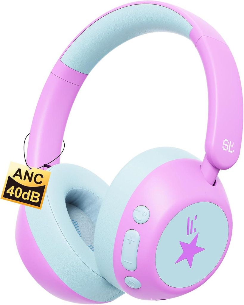 Steellumen Kinder Bluetooth Kopfhörer mit Aktiver Geräuschunterdrückung, 42H ANC, BT 6.0, 74/85/94dB Lautstärke, Kabellos ab 3-8 Jahre, Reise g...