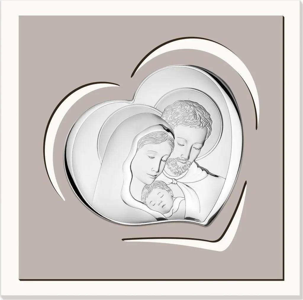 Tableau Sainte Famille en argent VL81492/1L - Déco Moderne 17x17 cm