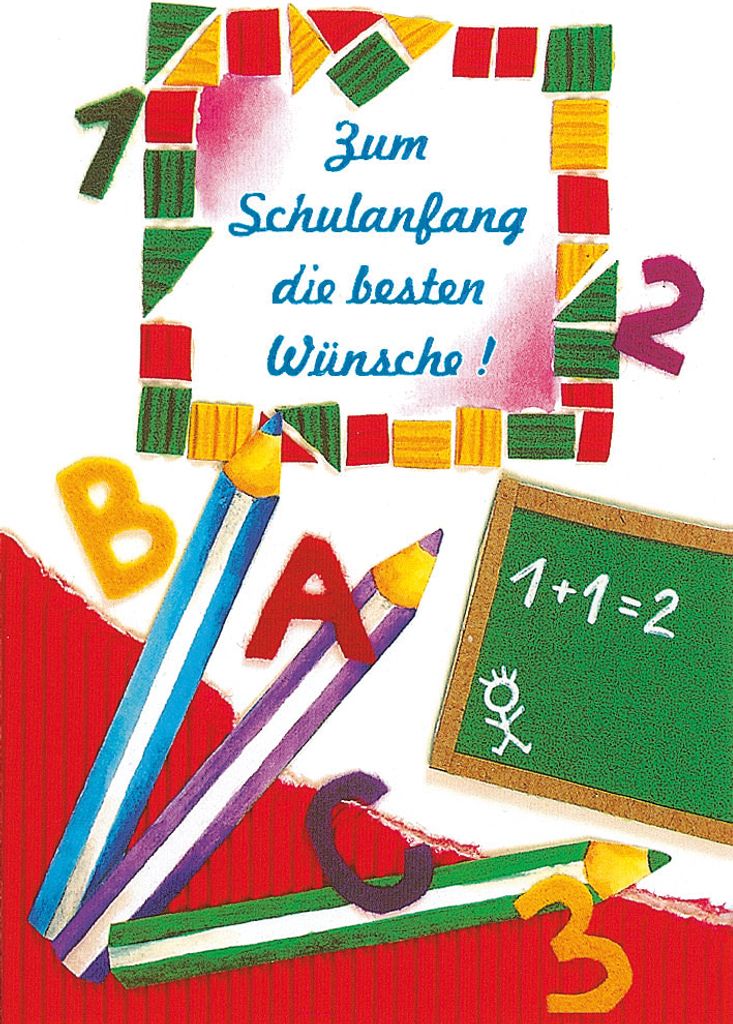 Schulanfang - Glückwunschkarte im Format 11,5 x 17 cm mit Produktbild 