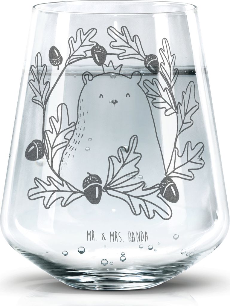 Mr. & Mrs. Panda Glas Bär König - Transparent - Geschenk, Becherglas, Wasserbecher, Vater, Teddy, Wasserglas, Papi, Dekoglas, Tumbler, Papa, Vate...
