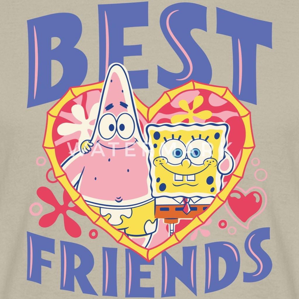 Spreadshirt Spongebob Schwammkopf Und Patrick Beste Freunde Männer T-Shirt, M, Sandbeige