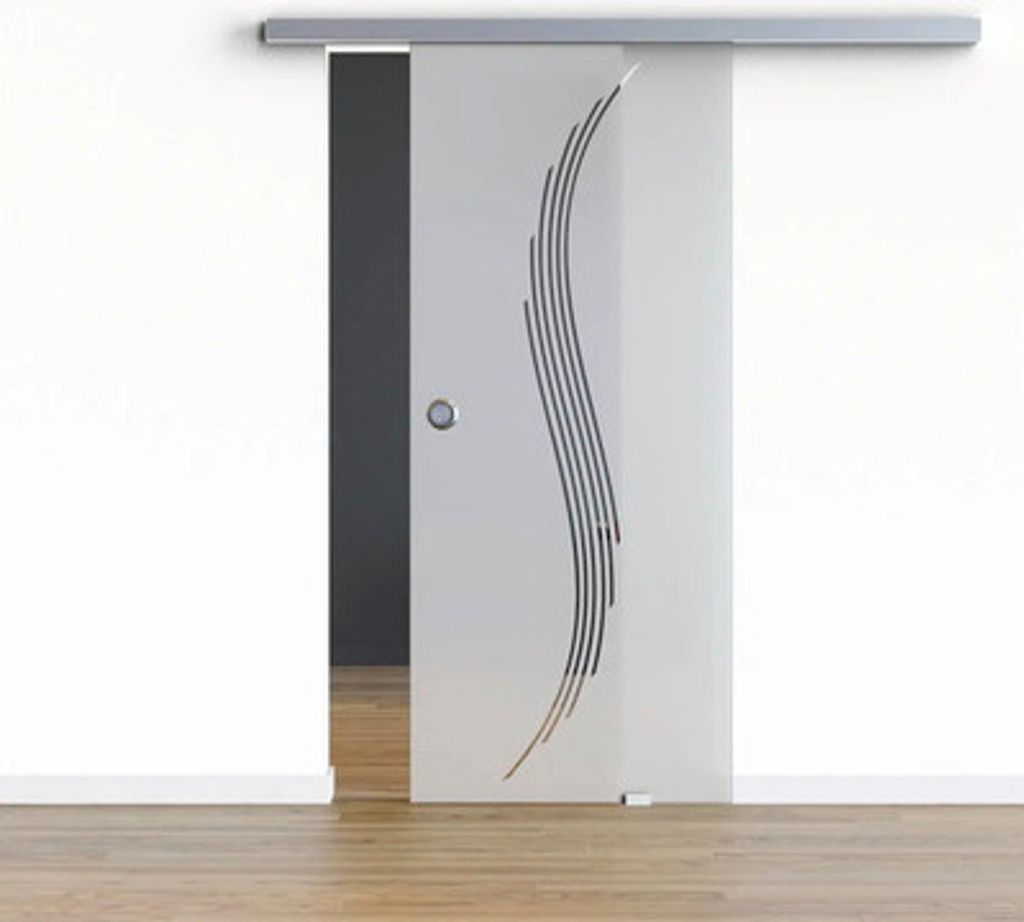 Pertura Glasschiebetür Komplettset Glera Sweep 02 1025x2050 mm Rechts inkl. Beschlag Selir Aluminium Edelstahloptik,Grif