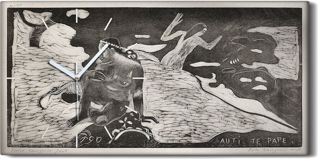 Wandbild Leinwand Bilder mit Uhr Geräuschlos Kunstdruck 60x30 Auti Te Pape - weiße Hände