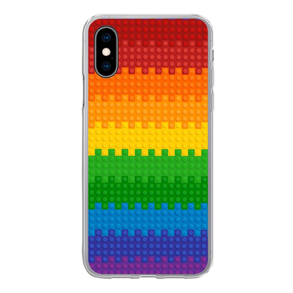 MuchoWow Handyhülle Schutzhülle Hülle für iPhone X Patoon - Regenbogen Silikon Softcase Handy Hülle - Handyhülle
