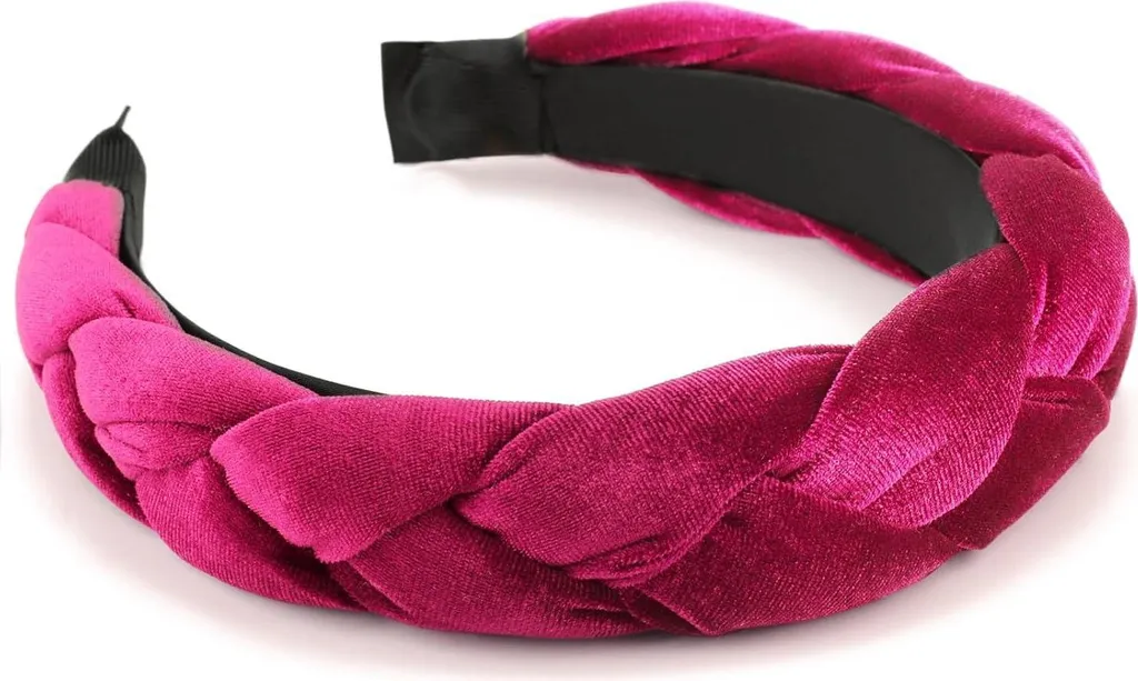 Serre-tête Élastique Croisé en Velours - Bandeau Cheveux Femme Rose