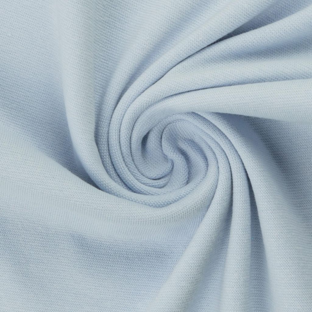 Designer Bündchenstoff Heike van Swafing – 95% Baumwolle 5% Elasthan | 100 | 240 g/m² Fein & Elastisch 0252 Hellblau