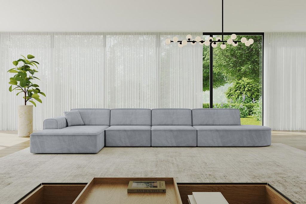 ALTDECOR Ecksofa in L-Form IREA-L3-v3 412x165x77 cm Hellgrau Corner Sofa Eckcouch Couch Wohnlandschaft Cauchsofa
