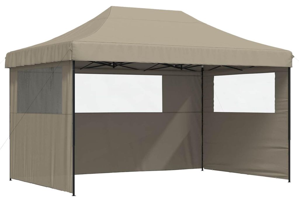 vidaXL Partyzelt Faltbar Pop-Up mit 3 Seitenteilen Taupe