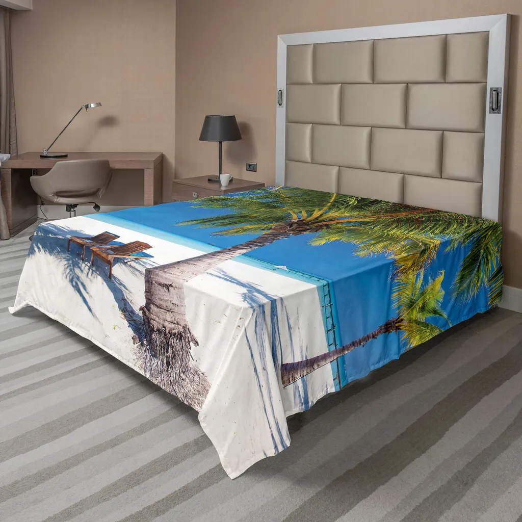 Drap Plat Doux 266x260 cm Motif Palmiers - Confort Supérieur Respirant