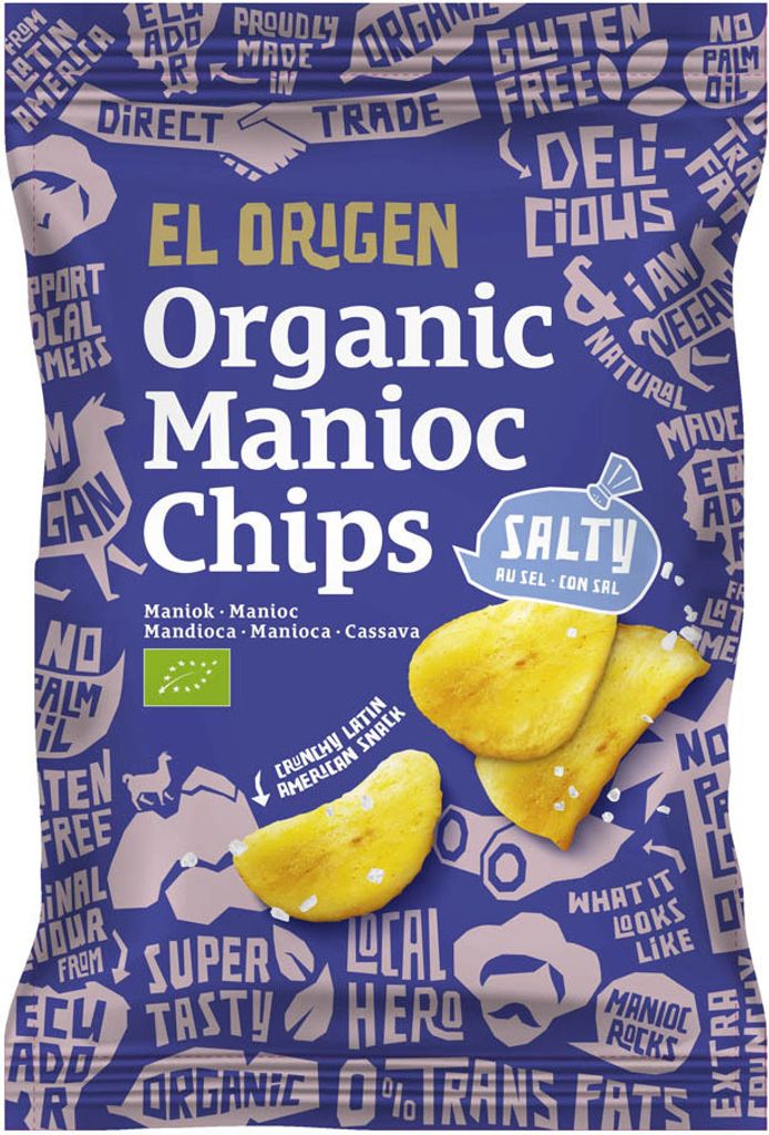 CHIPSY Z MANIOKU SOLONE BEZGLUTENOWE60 g - EL ORIGEN Zdjęcie produktu 