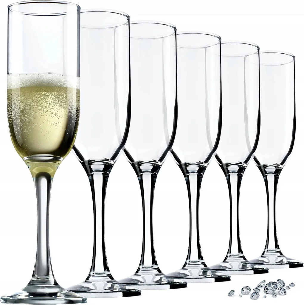 Bicchieri da spumante e champagne - Flûte da prosecco - Volume 210 ml - Set da 6 - Adatti al contatto con gli alimenti (FCM) - Prodotti in Polonia